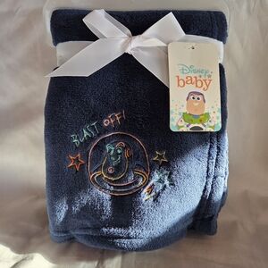 Disney 30" x 40" Baby Navy Blanket with Buzz Lightyear Embroidery NWT